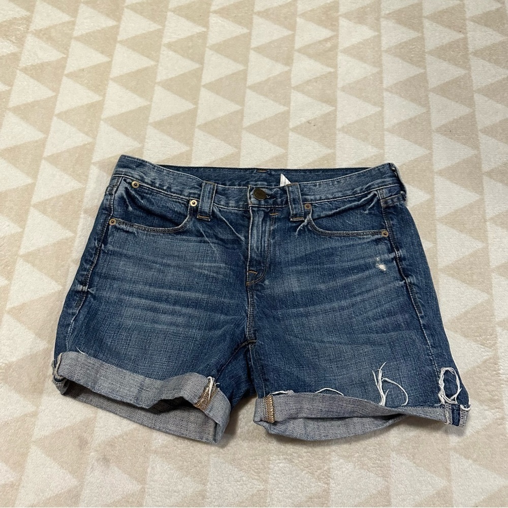 J crew classic denim shorts rolled cuff medium wash